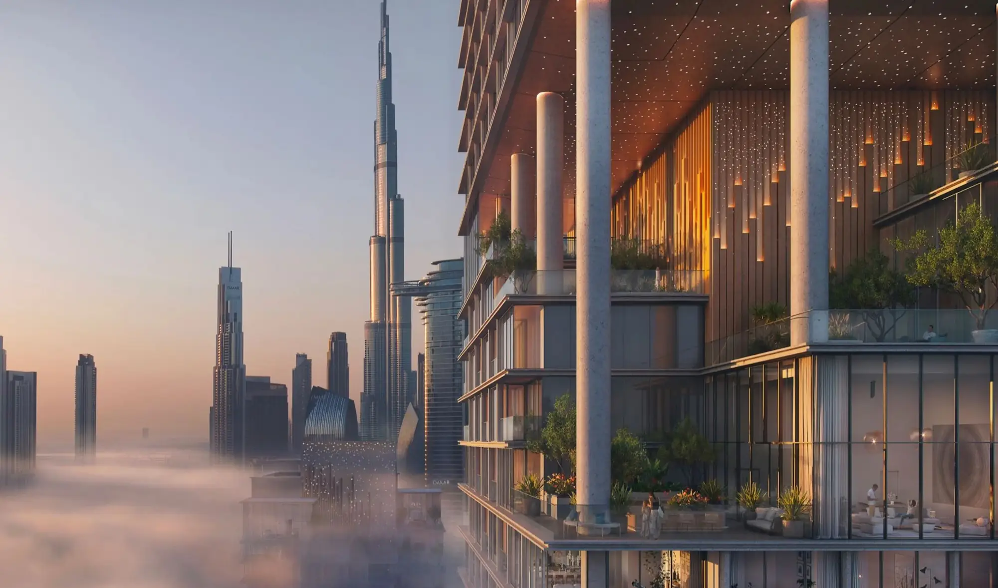Dubai skyline at golden hour